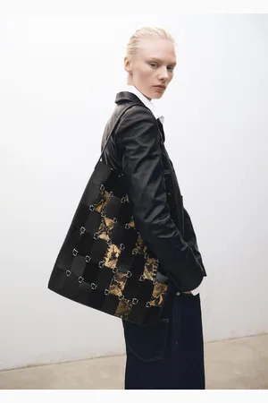 MANGO Leder-Shopper Bag in kombinierter Patchwork-Optik - Damen - Einheitsgröße