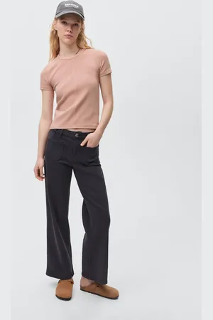 MANGO Crop-T-Shirt mit Rippstruktur - Mädchen - L