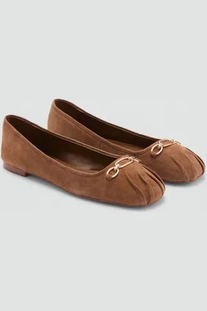 MANGO Leder-Ballerinas mit Gliederkettendetail - Damen - 38