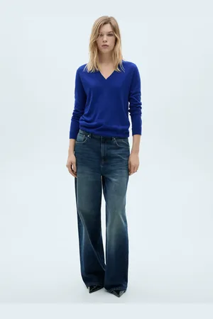 MANGO Strickpullover mit V-Ausschnitt - Damen - XS
