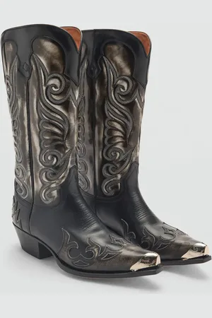 MANGO Zweifarbige Cowboy-Lederstiefel - Damen - 37