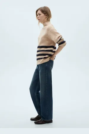 MANGO Gestreifter Pullover mit halbhohem Kragen - Damen - XS