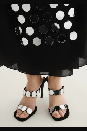 MANGO Ledersandalette mit Spiegel-Details - Damen - 37