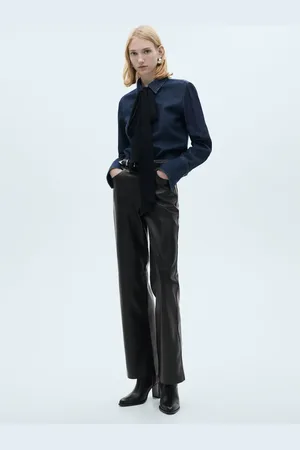 MANGO Gerade Hose mit Leder-Effekt - Damen - 40