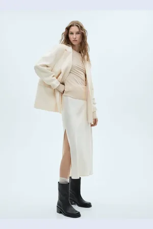 MANGO Lederstiefelette mit Karrée-Spitze - Damen - 36