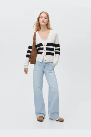 MANGO Wideleg-Jeans mit ausgefranstem Saum - Mädchen - XS