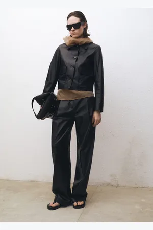 MANGO Lederjacke mit Knöpfen - Damen - L