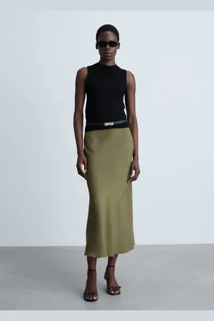 MANGO Midirock mit Satin-Effekt - Damen - S