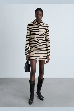 MANGO Felljacke mit Zebra-Print - Damen - XS