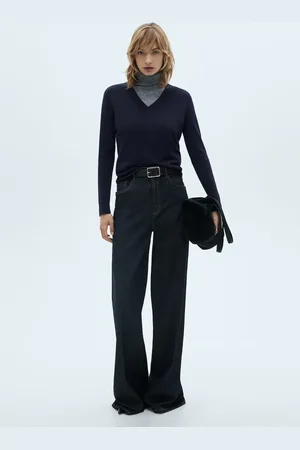 MANGO Strickpullover mit V-Ausschnitt - Damen - M
