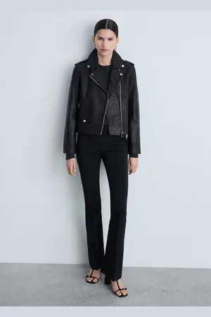 MANGO Bikerjacke aus Leder - Damen - XXL
