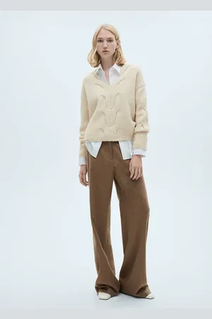 MANGO Zopfmuster-Pullover mit V-Ausschnitt - Damen - XS