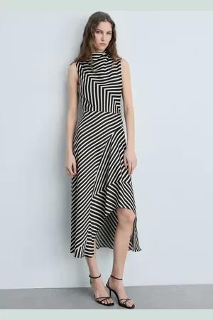 MANGO Asymmetrisches Kleid mit Streifenmuster - Damen - M