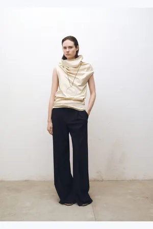 MANGO Wideleg-Bundfaltenhose aus Wollgemisch - Damen - 36