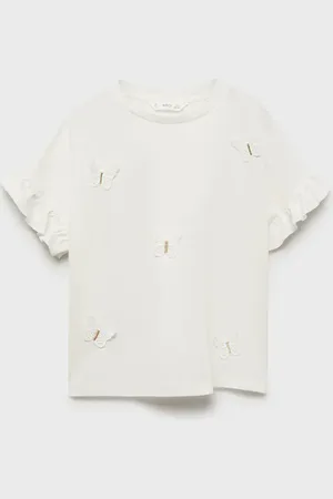 MANGO T-Shirt mit gestickten Schmetterlingen - Kinder - 5-6 Jahre