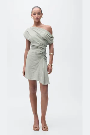 MANGO Kurzes asymmetrisches Kleid mit drapierten Details - Damen - M