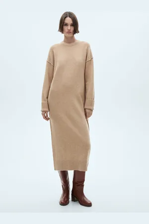 MANGO Strickkleid mit gerippten Abschlüssen - Damen - M