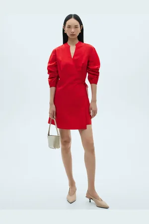 MANGO Baumwollkleid in Wickel-Optik - Damen - L
