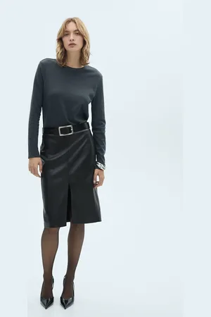 MANGO Bleistiftrock mit Leder-Effekt - Damen - 44