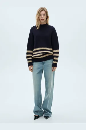 MANGO Gestreifter Pullover mit halbhohem Kragen - Damen - XL