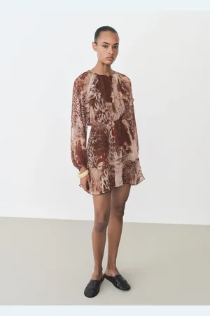 MANGO Kurzes Printkleid mit Rüschen - Damen - M