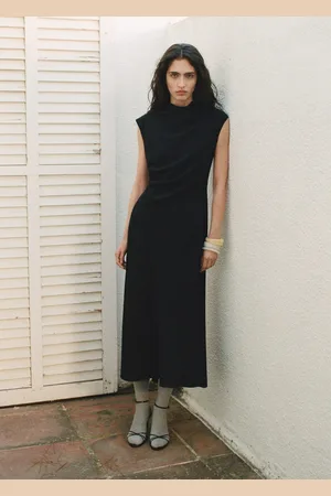 MANGO Ausgestelltes Kleid mit drapierter Taille - Damen - L