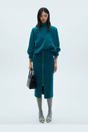 MANGO Strick-Midirock mit Reißverschluss - Damen - L