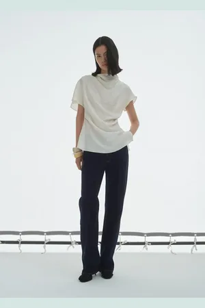 MANGO Gerade Rinse-Wash-Jeans mit hoher Bundhöhe - Damen - 42
