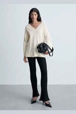 MANGO Oversized-Pullover mit V-Ausschnitt - Damen - L