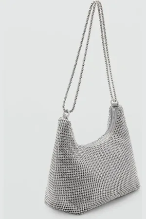 MANGO Kristallsteinverzierte Handtasche mit Doppelgriff - Damen - Einheitsgröße
