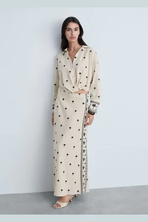 MANGO Ausgestellter Rock mit Stickereien - Damen - XL