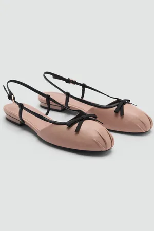 MANGO Riemen-Ballerina mit dekorativer Schleife - Damen - 40