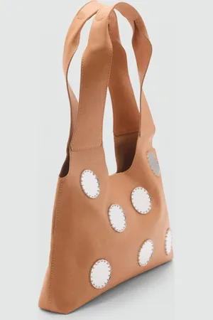 MANGO Leder-Schultertasche mit Spiegel-Pailletten - Damen - Einheitsgröße