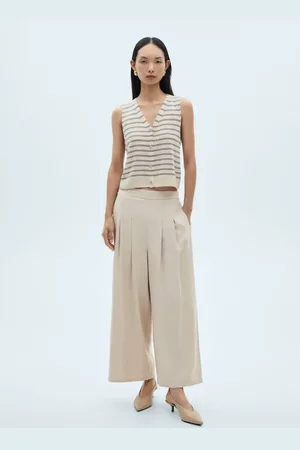 MANGO Wideleg-Hose mit Faltendetails - Damen - XS