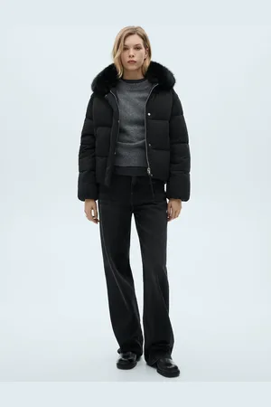 MANGO Kurzer Steppanorak mit Fellkragen - Damen - XXS