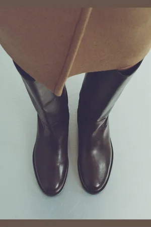 MANGO Lederstiefel mit hohem Schaft - Damen - 39