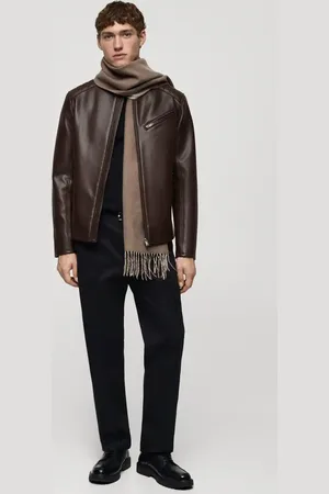 MANGO Jacke mit Leder-Effekt und Nahtdetails - Herren - M