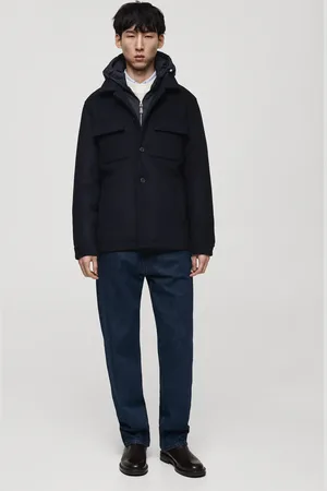 MANGO Mantel aus Wollgemisch mit abnehmbarer Kapuze - Herren - XL