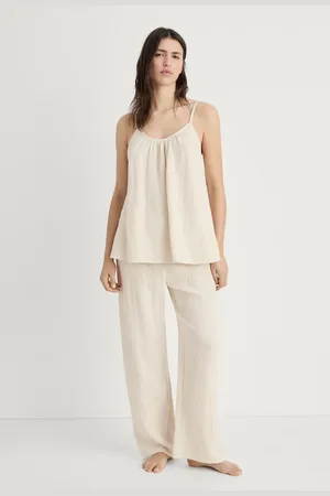 MANGO Unifarbenes Pyjama-Trägertop aus Baumwolle - Damen - L