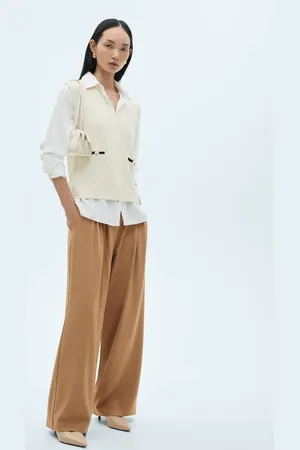 MANGO Wideleg-Bundfaltenhose - Damen - XL