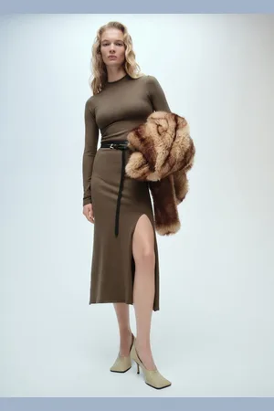 MANGO Strickkleid mit Seitenschlitz - Damen - M