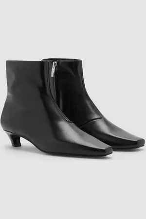 MANGO Leder-Stiefelette mit Kittenheel - Damen - 38