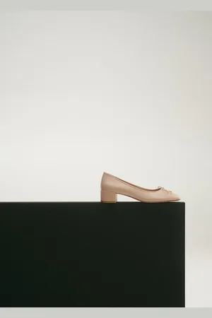 MANGO Leder-Ballerina mit Absatz und Schleife - Damen - 37