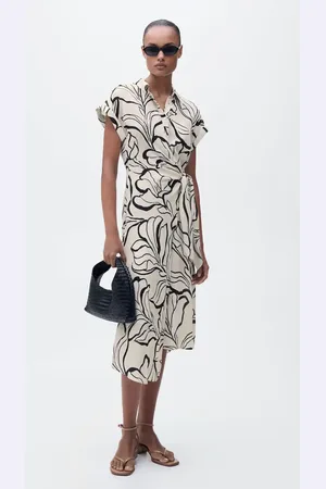 MANGO Gemustertes Kleid mit Knoten-Ausschnitt - Damen - L