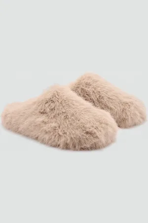 MANGO Hausschuhe mit Felleffekt - Damen - 38