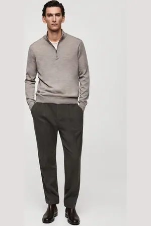 MANGO Pullover aus 100 % Merinwolle mit halbhohem Zip-Kragen - Herren - L