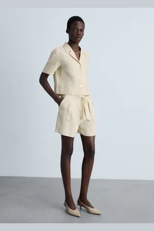 MANGO Kurzärmliges Leinenhemd - Damen - XL