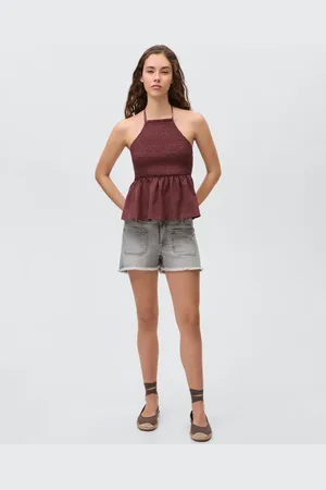 MANGO Besticktes Top mit Raffdetails - Mädchen - XL