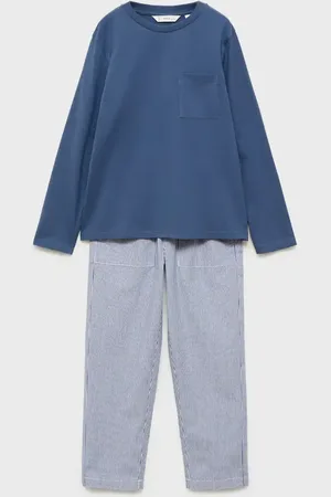 MANGO Langer Baumwoll-Pyjama mit Streifenmuster - Kinder - 11-12 Jahre