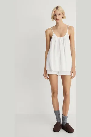 MANGO Unifarbenes Pyjama-Trägertop aus Baumwolle - Damen - L